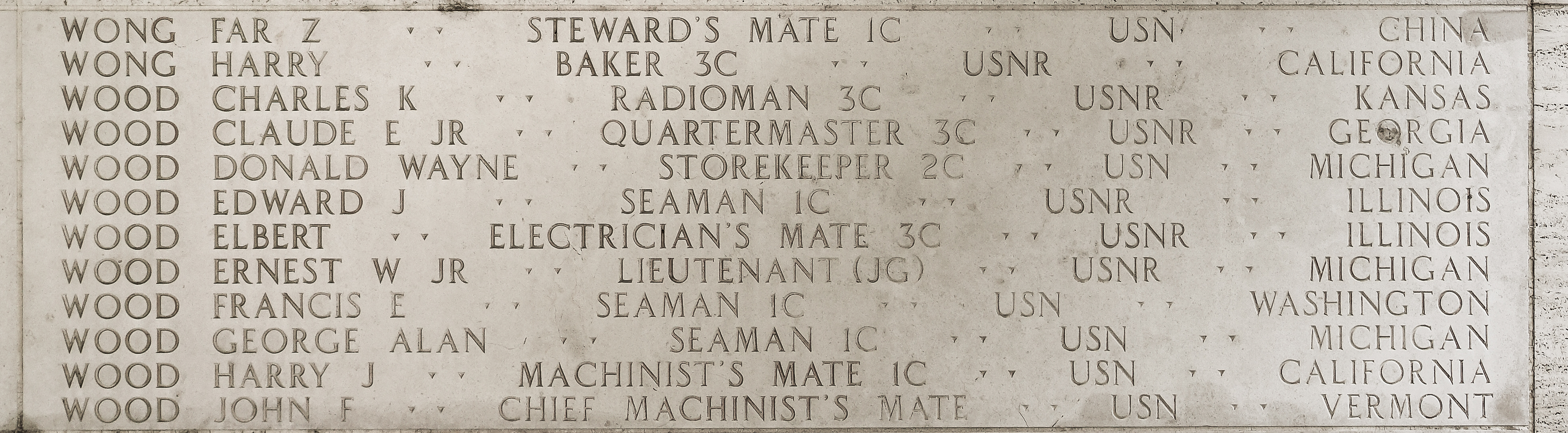 George Alan Wood, Seaman First Class